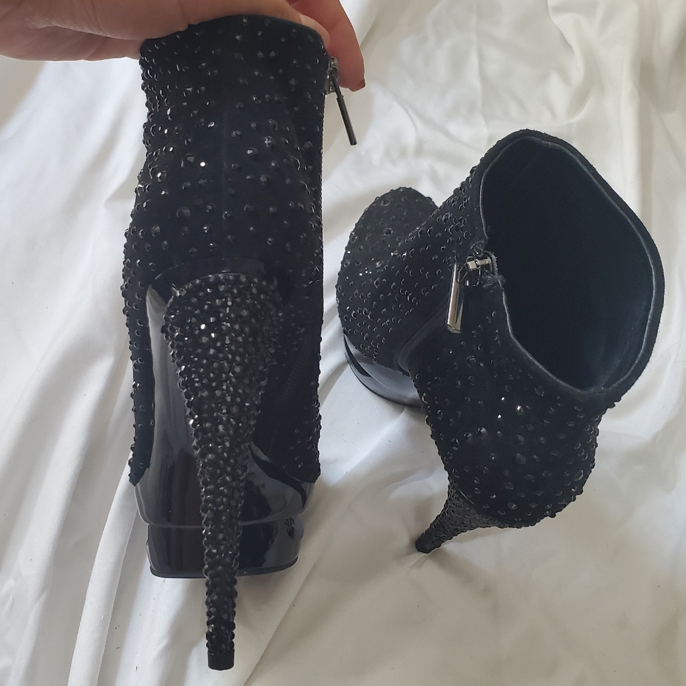 Pleaser Rhinestone Platform Booties - Picture 3 of 6